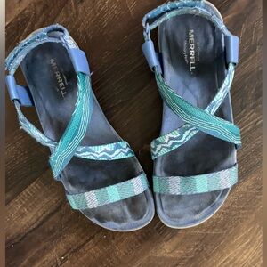 Merrell Blue and Teal Cross-Strap Sandals
 size 8